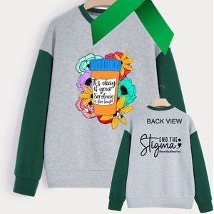 Serotonin Mental Health graphic oversized pullover crewneck sweatshirt small